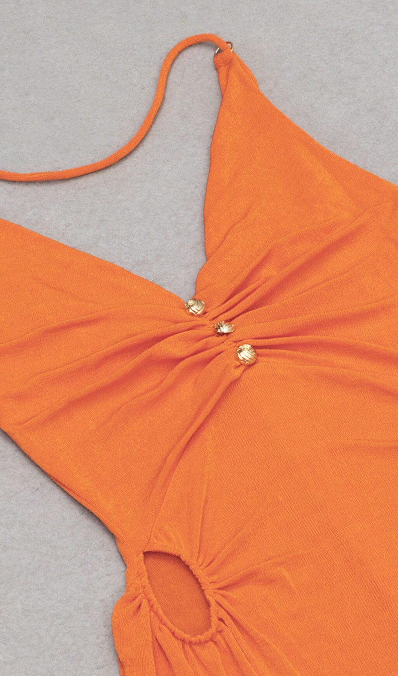V-NECK HALTER MIDI DRESS IN ORGANE DRESS styleofcb 
