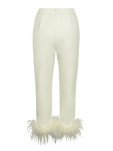 CREAM WHITE BLAZER SUIT WITH FEATHER TRIM Bottoms styleofcb 