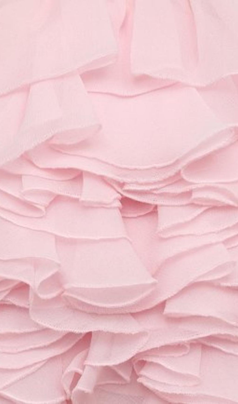 FRILL BARDOT MINI DRESS IN BABY PINK Dresses styleofcb 