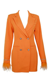 FEATHER BACKLESS SUIT MINI DRESS Dresses styleofcb S ORANGE 