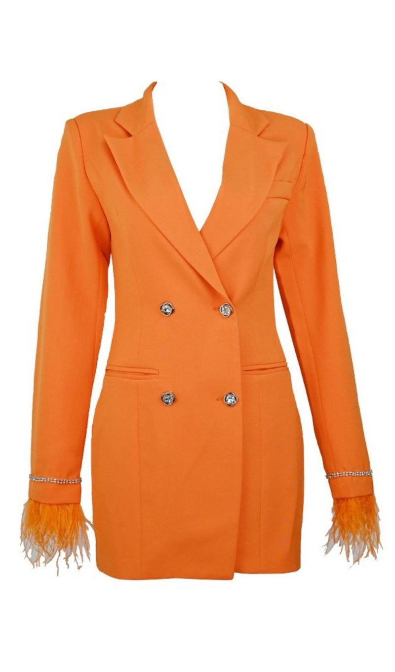 FEATHER BACKLESS SUIT MINI DRESS Dresses styleofcb S ORANGE 