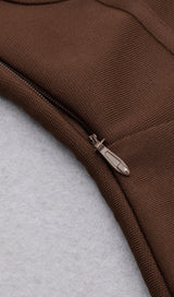BROWN MESH STITCHED SEXY SKINNY MIDI DRESS Dresses styleofcb 