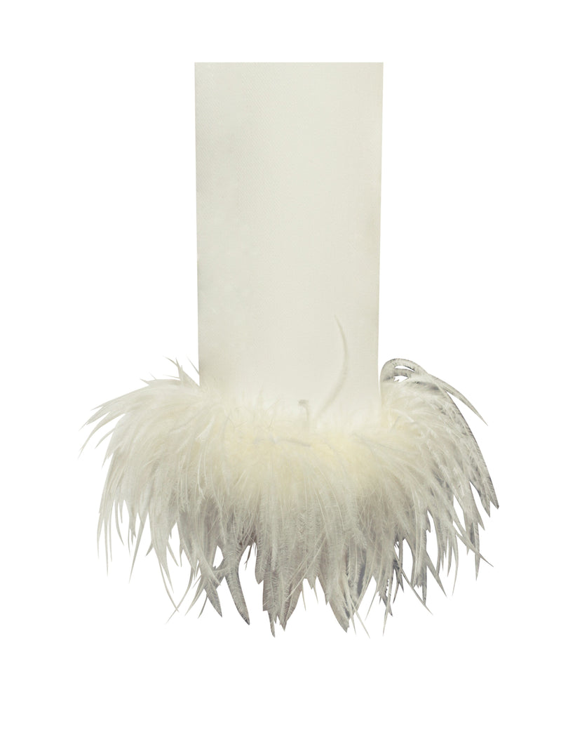 CREAM WHITE BLAZER SUIT WITH FEATHER TRIM Bottoms styleofcb 