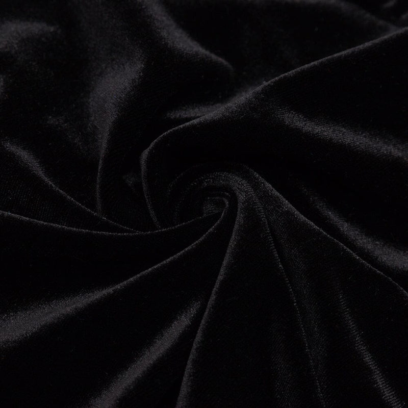 BLACK CREWNECK MESH STITCHED VELVET DRESS styleofcb 