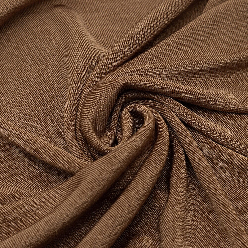 CARAMEL TURTLENECK WAIST HOLLOW PLEATED DRESS styleofcb 
