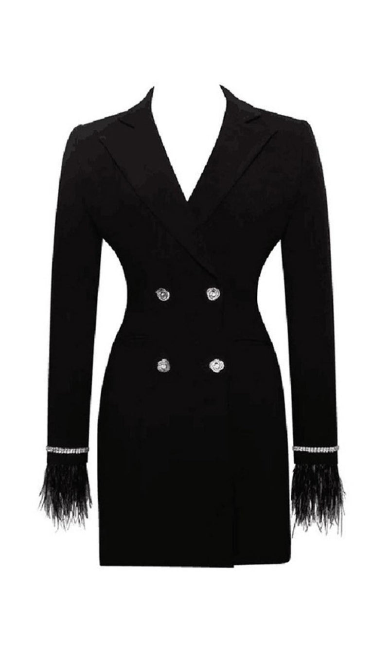 FEATHER BACKLESS SUIT MINI DRESS Dresses styleofcb S BLACK 