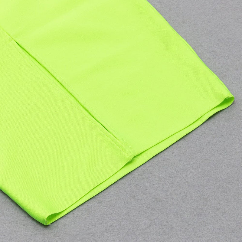 FLUORESCENT GREEN WAIST CUT-OUT SLIM-FIT DRESS styleofcb 