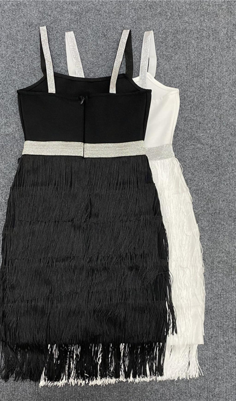 FRINGED BODYCON BACKLESS MINI DRESS Dresses styleofcb 