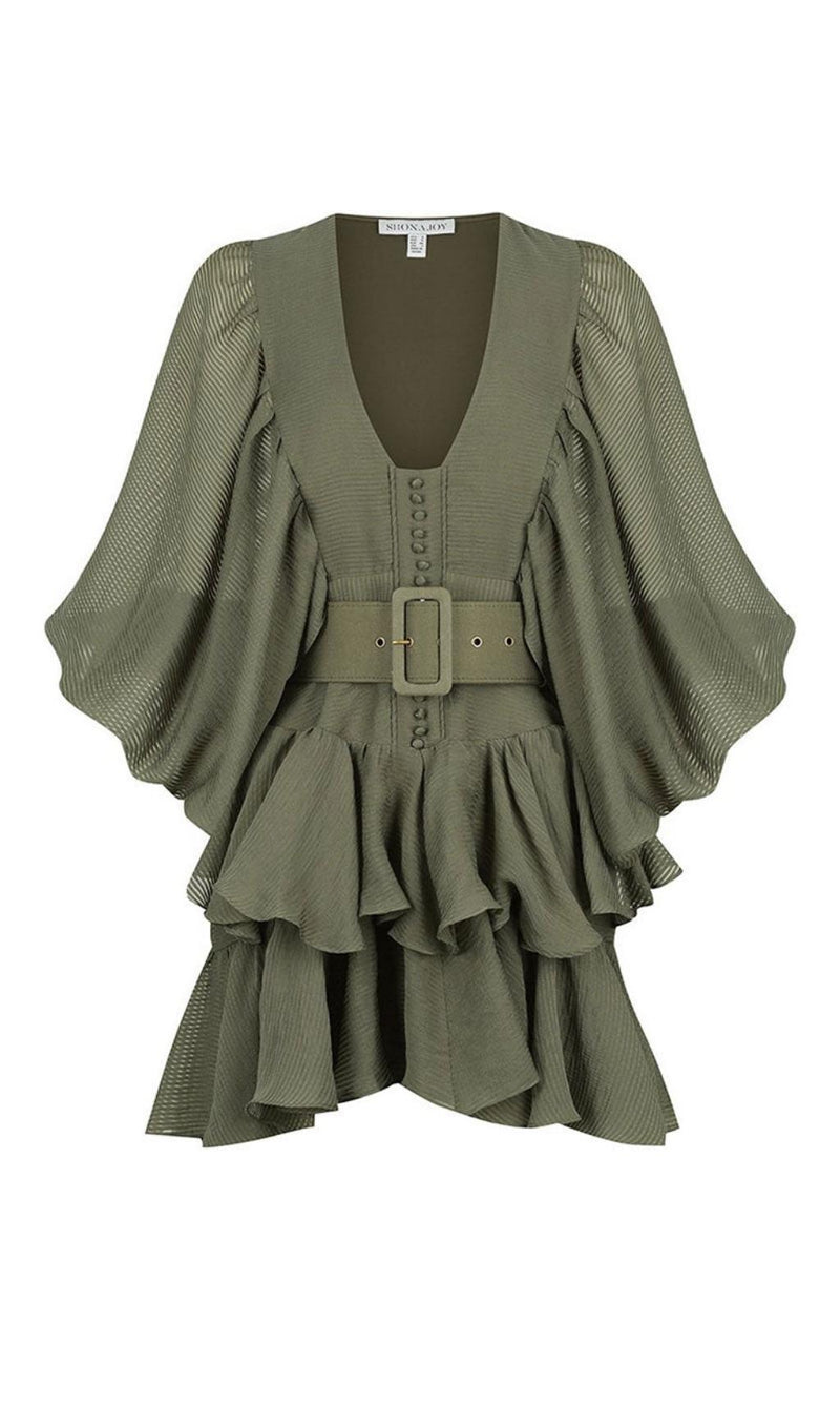 PLUNGED DRAPED MINI DRESS Dresses styleofcb S GREEN 