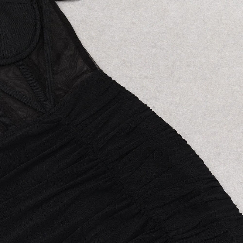 LACE BANDEAU RUCHED DRESS IN BLACK DRESS styleofcb 