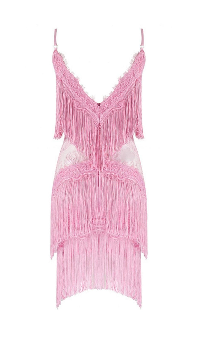 TASSEL LACE MINI DRESS IN PINK Dresses styleofcb 