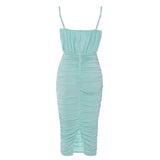 STRAPY WAIST-TIGHTENING COREST DRESS IN MINT GREEN-styleofcb