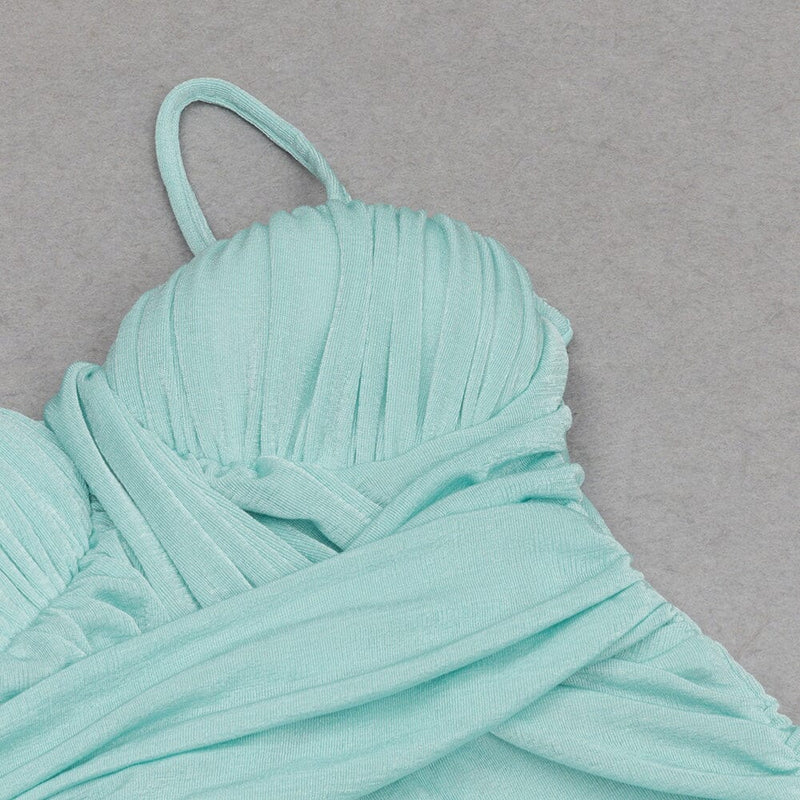 STRAPY WAIST-TIGHTENING COREST DRESS IN MINT GREEN-styleofcb