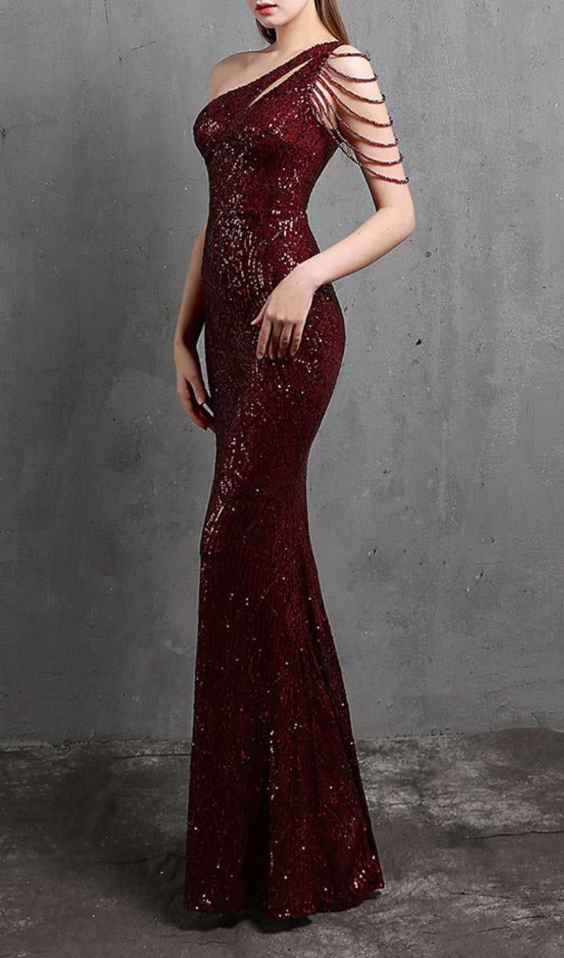 RED CUTOUT SEQUIN MAXI DRESS styleofcb 