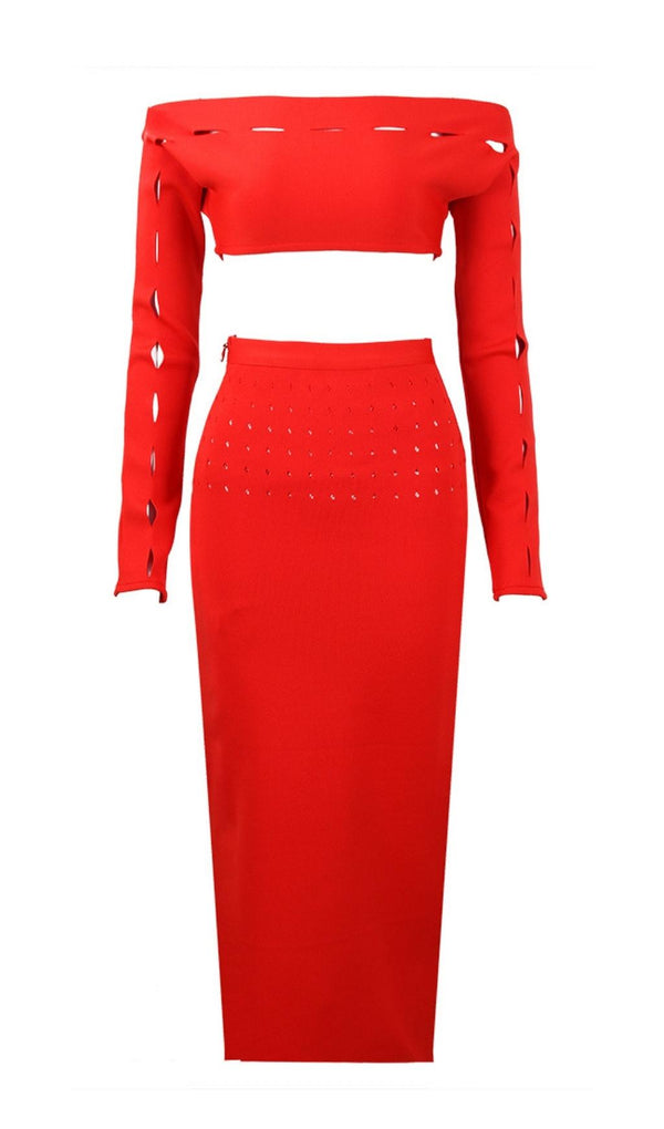 OFF THE SHOULDER BODYCON TWO PIECE SET Clothing styleofcb 