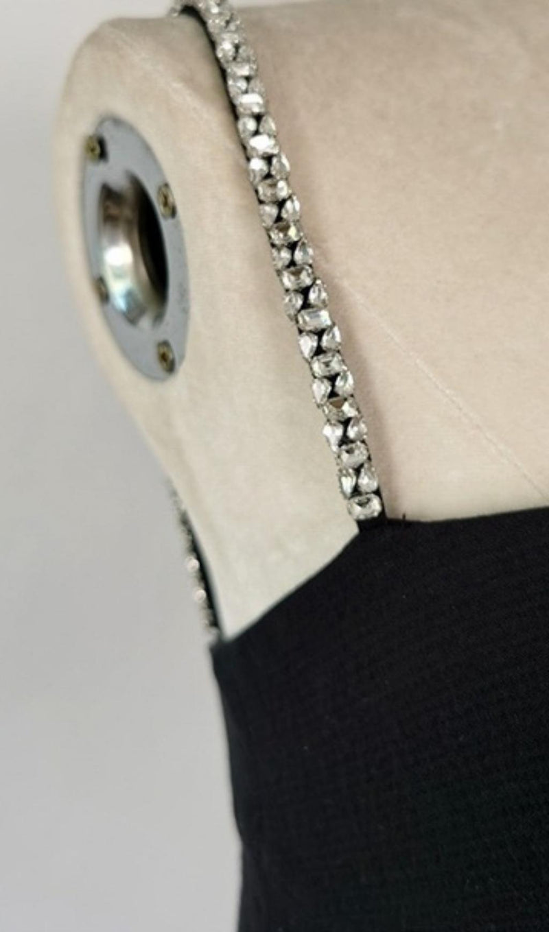 RHINESTONE PEPLUM MINI DRESS IN BLACK styleofcb 