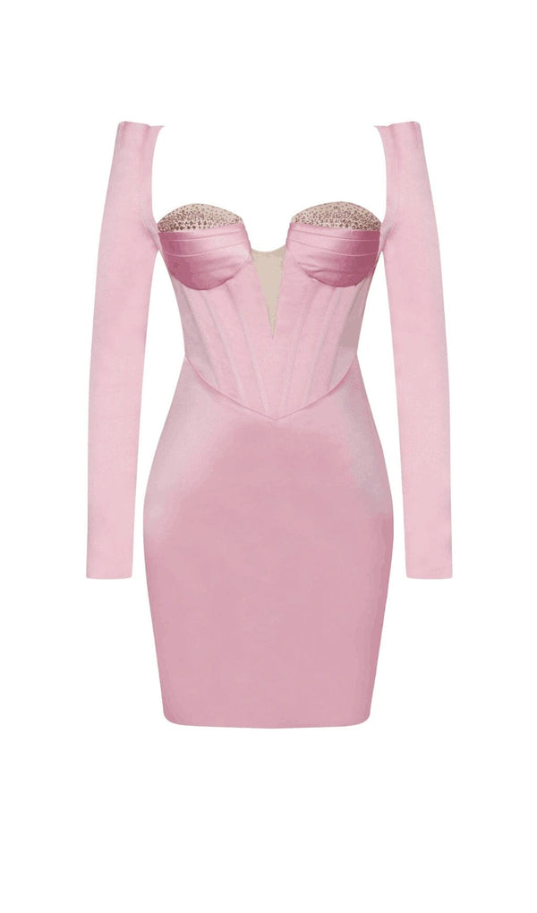 Camila Pink Satin Corset Dress with Crystals Dresses styleofcb 