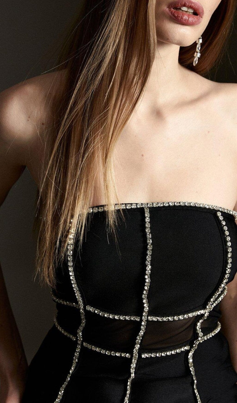 BANDAGE BANDEAU MESH KNIT MAXI DRESS styleofcb 