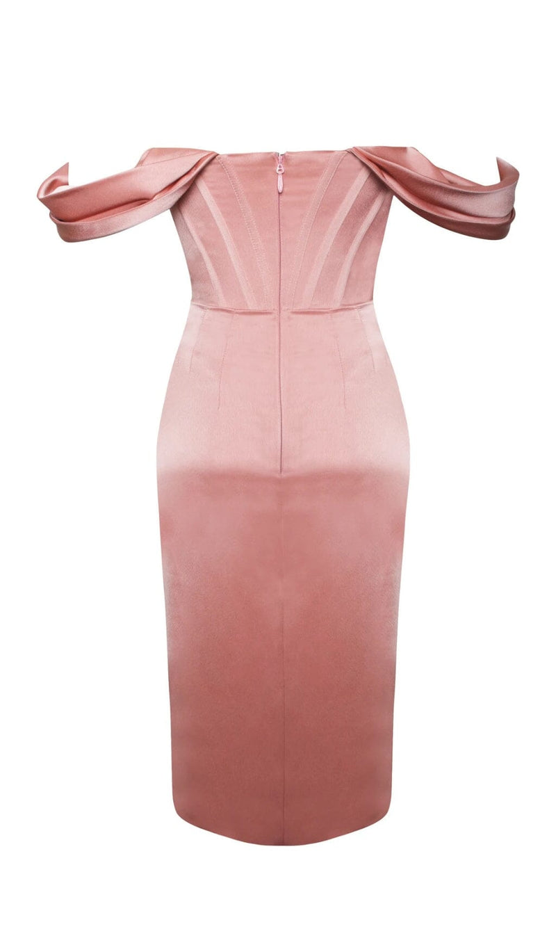 WILEY BLUSH PINK SATIN OFF SHOULDER CORSET DRESS Dresses styleofcb 