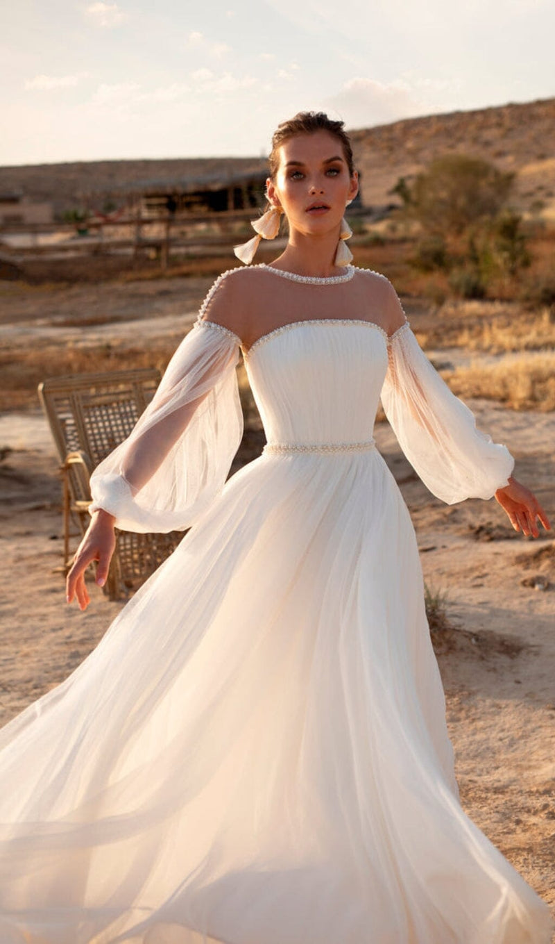 PUFFY SLEEVES WEDDING GOWN IN WHITE MAXI BANDAGE DRESSES & GOWNS styleofcb 