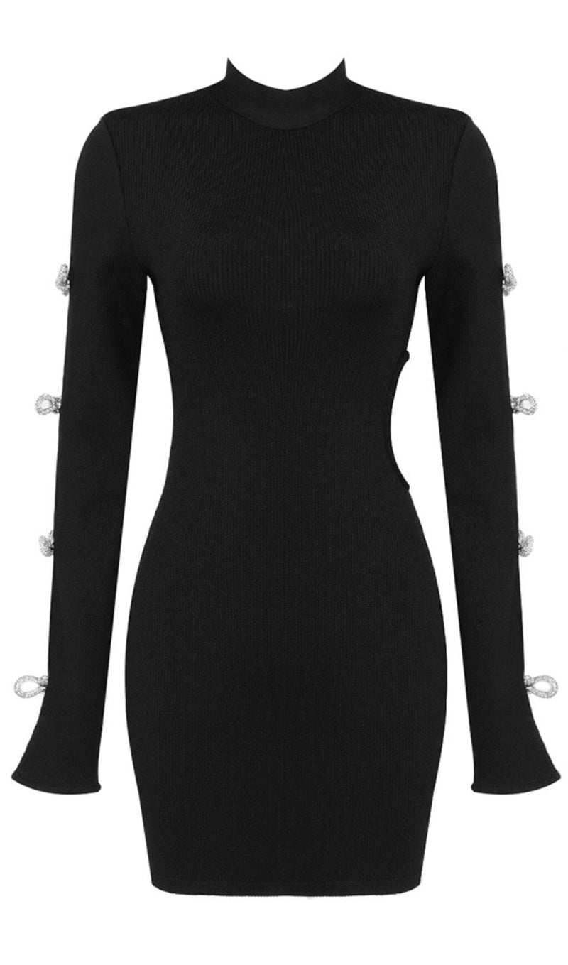 BACKLESS HIP WRAP MINI DRESS IN BLACK DRESS styleofcb 