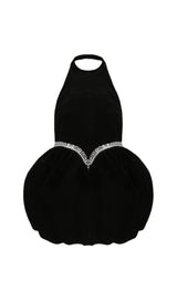 VELVET HALTERNECK MINI DRESS IN BLACK DRESSES styleofcb 