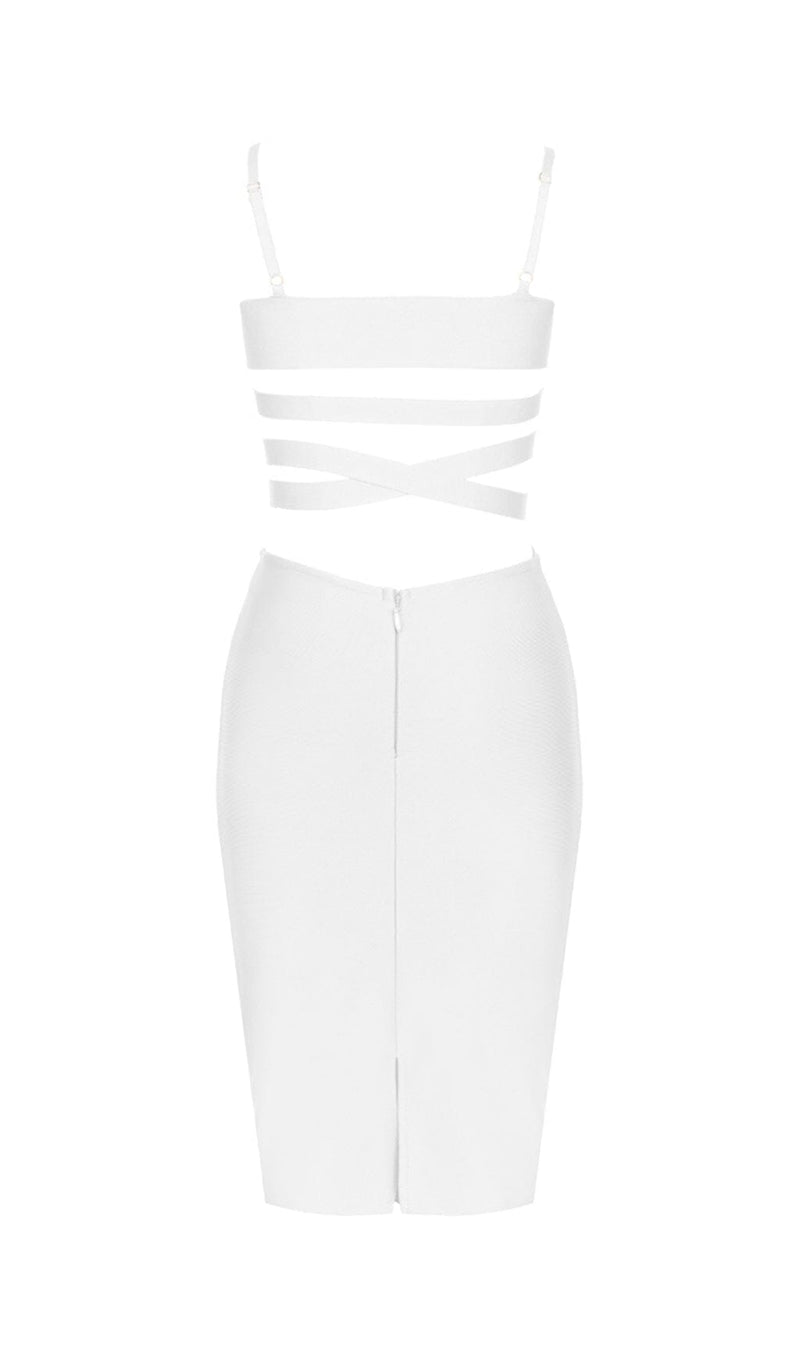 BANDAGE STRAPPY WAIST-TIGHTENING MIDI DRESS IN WHITE styleofcb 