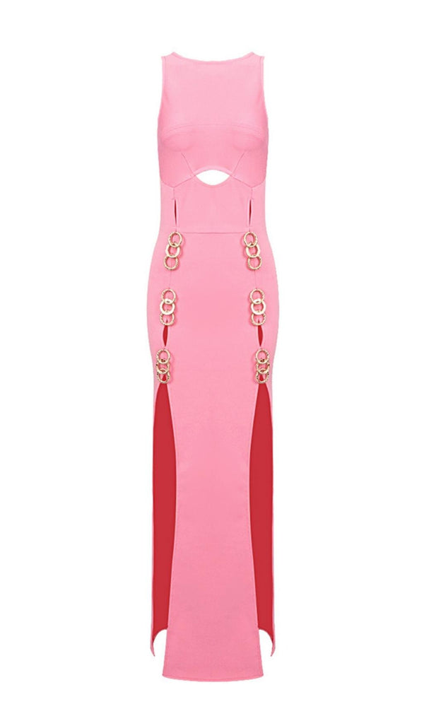 STRAPLESS CUT OUT MAXI DRESS IN PINK styleofcb 