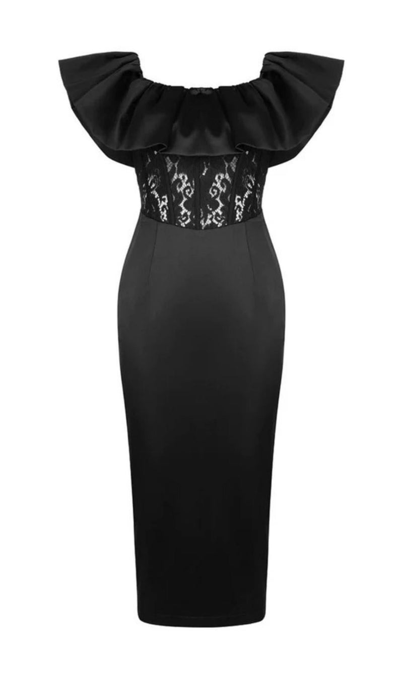 OFF SHOULDER LACE MIDI DRESS DRESSES styleofcb 