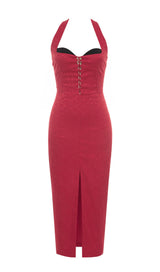 CORSET HIP WRAP MAXI DRESS IN RED DRESS styleofcb 