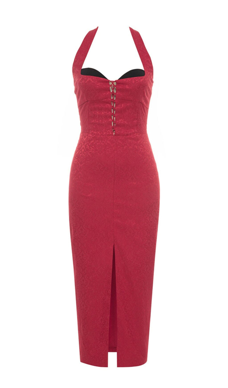 CORSET HIP WRAP MAXI DRESS IN RED DRESS styleofcb 