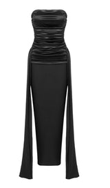 BANDEAU RUCHED MAXI DRESS IN BLACK DRESS STYLE OF CB 