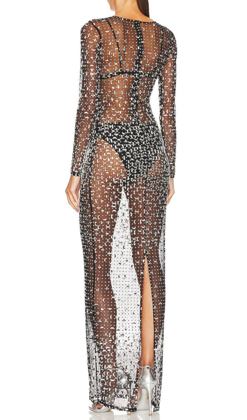 SEQUIN LACE PERSPECTIVE DRESS IN BLACK DRESS styleofcb 