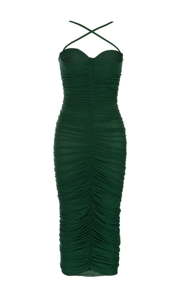 RUCHED MIDI DRESS IN GREEN styleofcb 