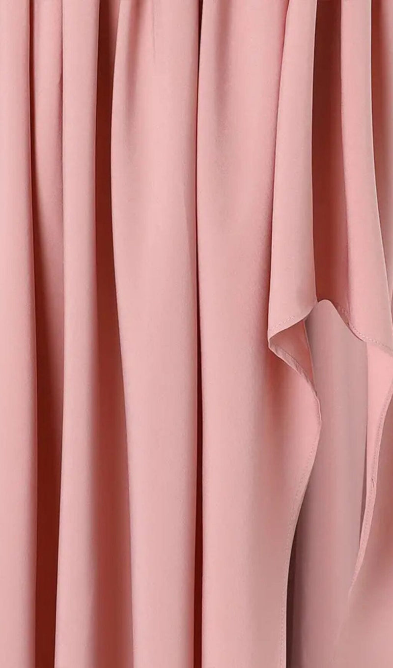 POLYESTER SEQUINS SLEEVELESS RUFFLE DRESS IN PINK styleofcb 