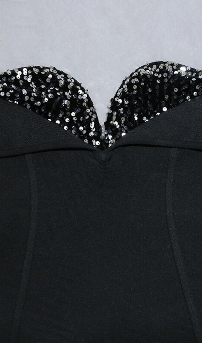 SEQUIN STRAPLESS MIDI DRESS IN BLACK Dresses styleofcb 