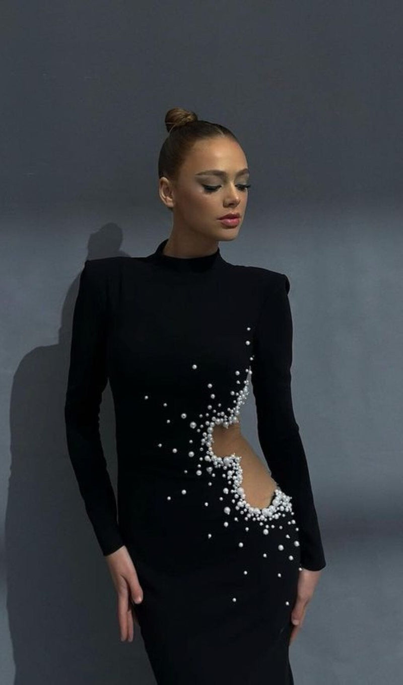 PEARL HOLLOW SEXY DRESS IN BLACK DRESSES styleofcb 