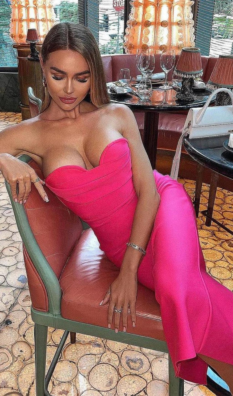 STRAPLESS BANDAGE DRESS IN PINK Dresses styleofcb 