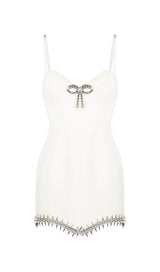 BANDAGE DIAMOND STRAPPY MINI DRESS IN WHITE styleofcb 