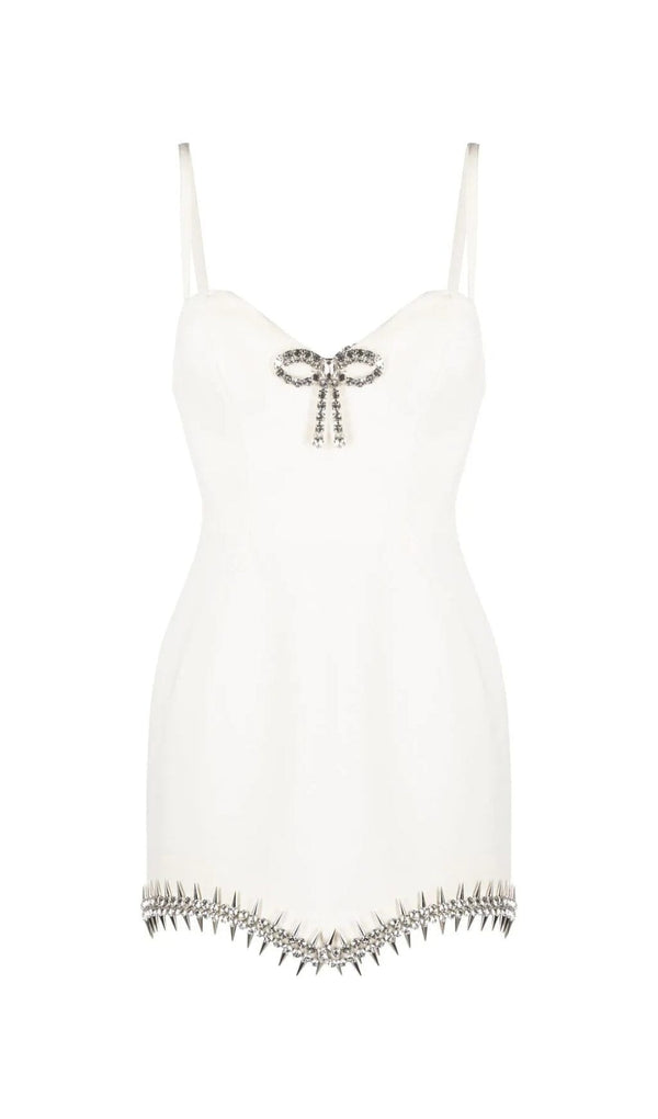 BANDAGE DIAMOND STRAPPY MINI DRESS IN WHITE styleofcb 