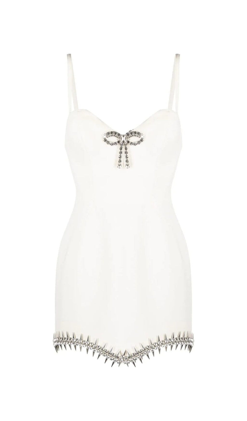 BANDAGE DIAMOND STRAPPY MINI DRESS IN WHITE styleofcb 