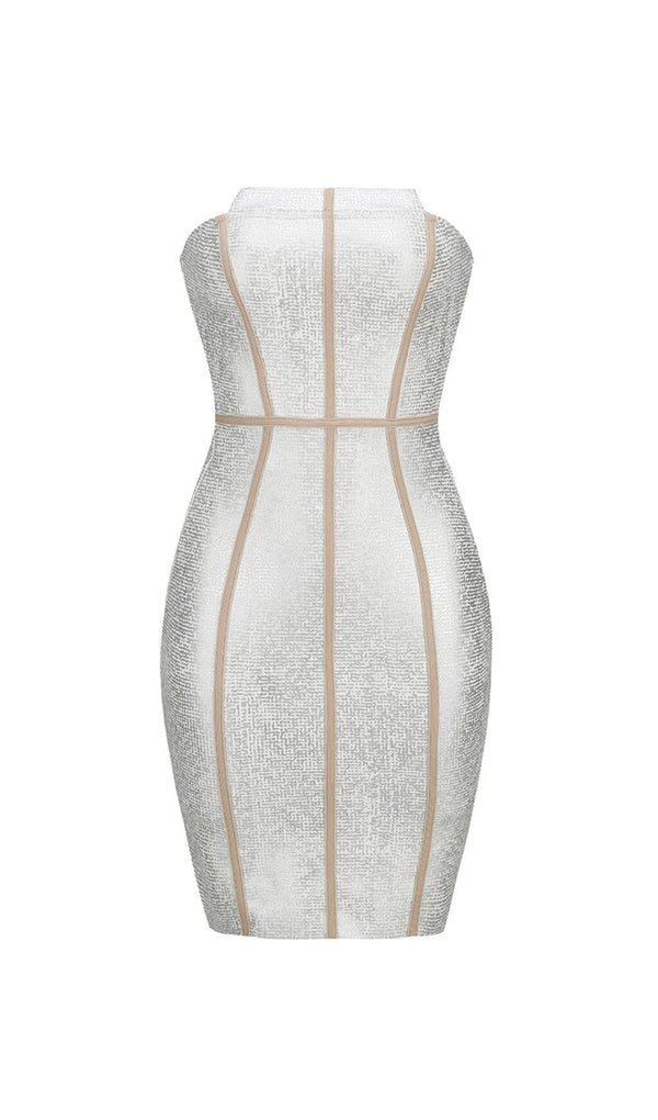 SILVER BANDEAU RHINESTONE TRIMMING DRESS styleofcb 