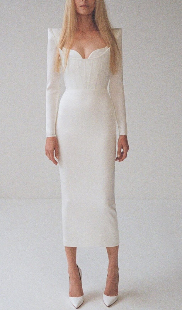 LONG SLEEVE TUBE TOP DRESS IN WHITE DREESES styleofcb 
