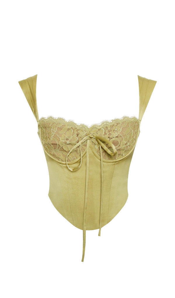 OLIVE LACE SATIN CORSET TOP styleofcb 