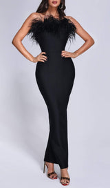 FEATHER BODYCON MAXI DRESS Dresses styleofcb 