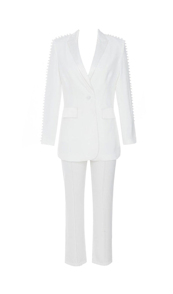 PEARL-DECORATED SUIT IN WHITE styleofcb 