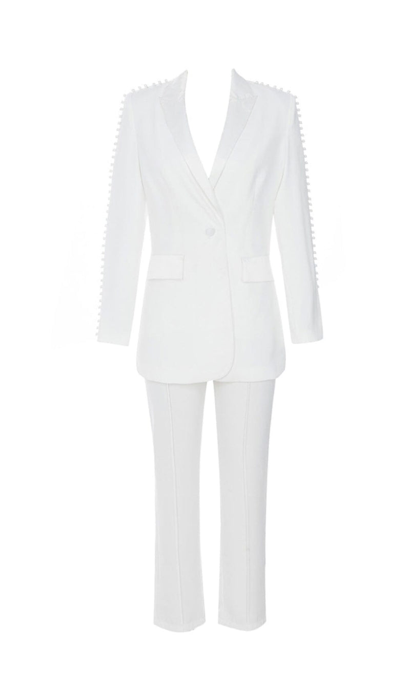 PEARL-DECORATED SUIT IN WHITE styleofcb 