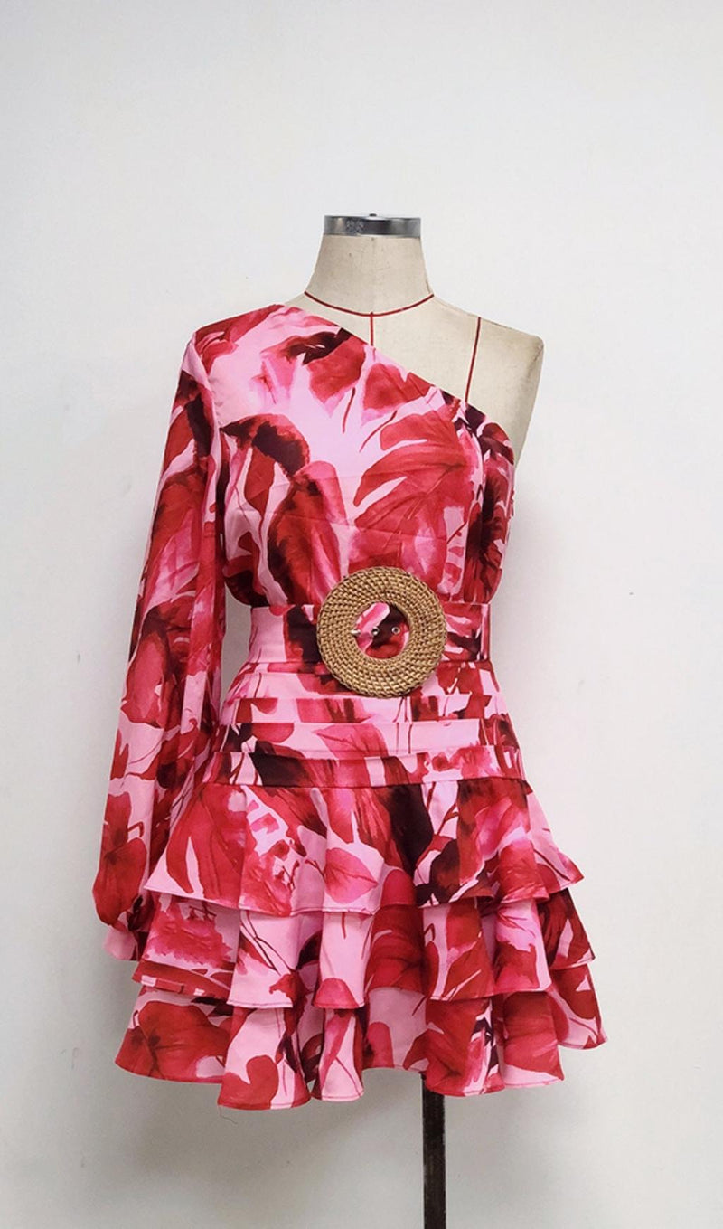 LONG SLEEVE ONE SHOULDER MINI DRESS Dresses styleofcb 