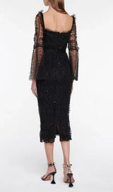 LACE BACKLESS MIDI DRESS IN BLACK Dresses styleofcb 