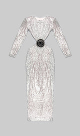 SEQUINN CUTOUT MAXI DRESS IN METALLIC DRESS styleofcb 
